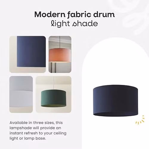MiniSun Modern White Fabric Drum Light Shade, Width: 25 cm – 2