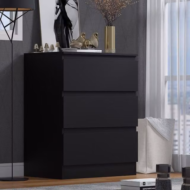FWStyle Modern Matt Black Chest Of Drawers