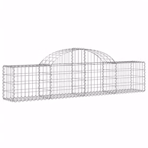 vidaXL 20-piece Arched Gabion Baskets in Silver Galvanised Steel, W: 200 cm, D: 30 cm, H: 40/60 cm