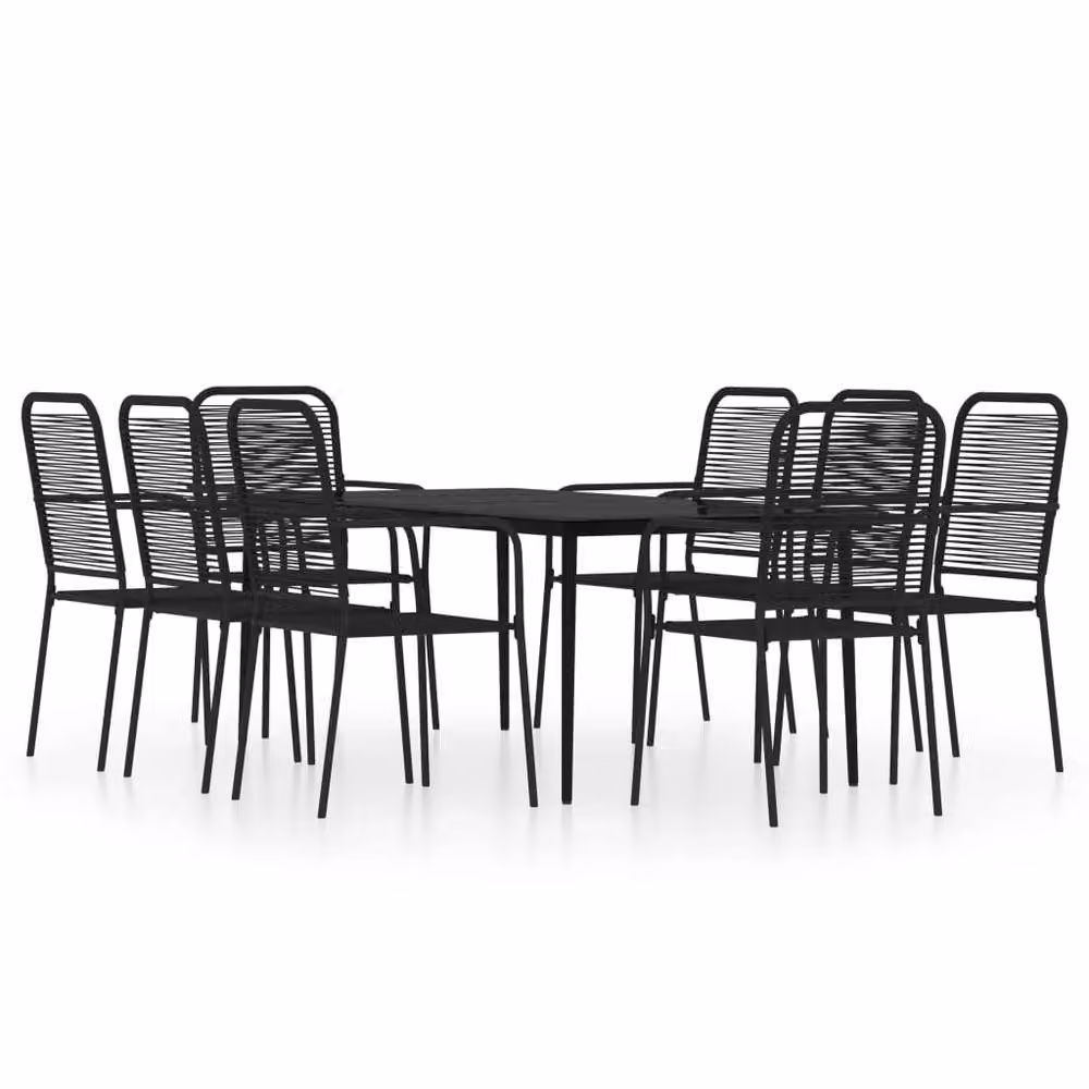 Berkfield Home Elegant 9 Piece Black Metal and Glass Garden Dining Set – 3