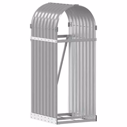vidaXL Freestanding Log Holder in Grey Galvanised Steel, W/D/H: 40 x 45 x 100 cm – 1