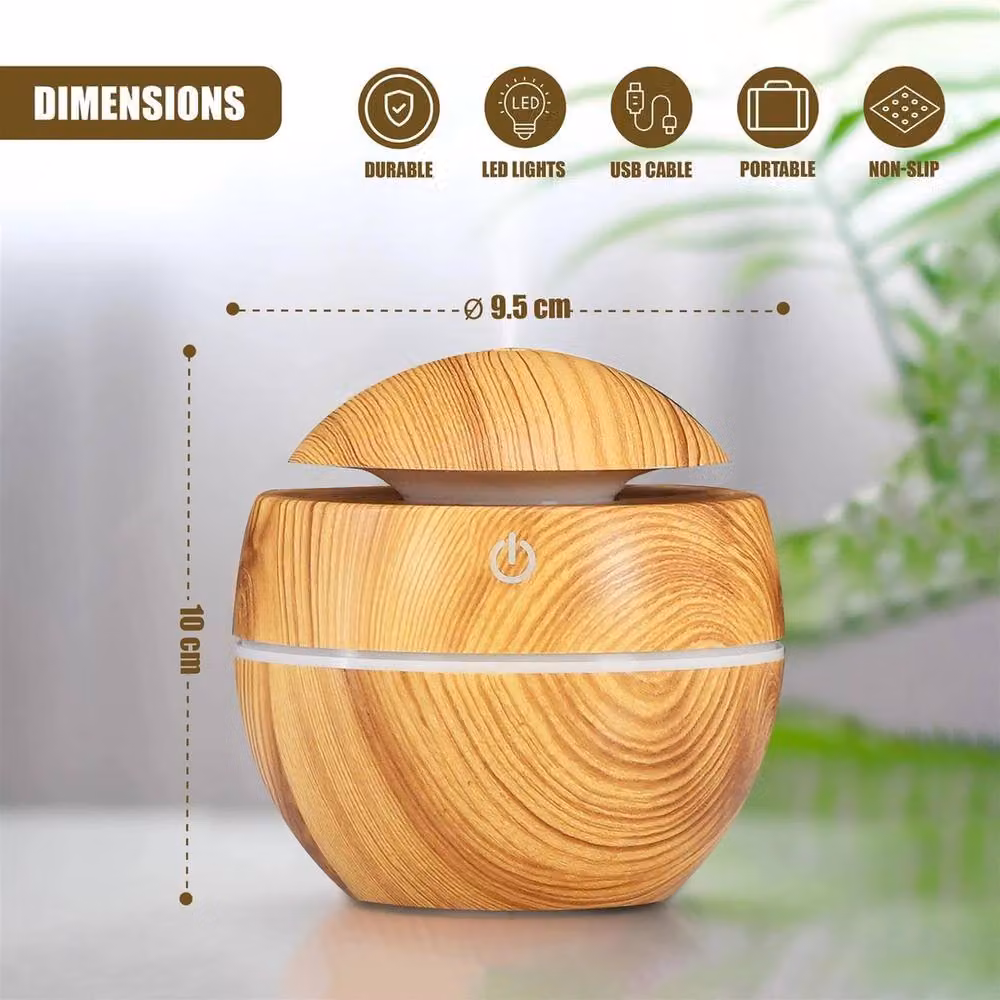 EONLION Mini USB Aroma Diffuser Mist Humidifier, Brown, 130ml – 2
