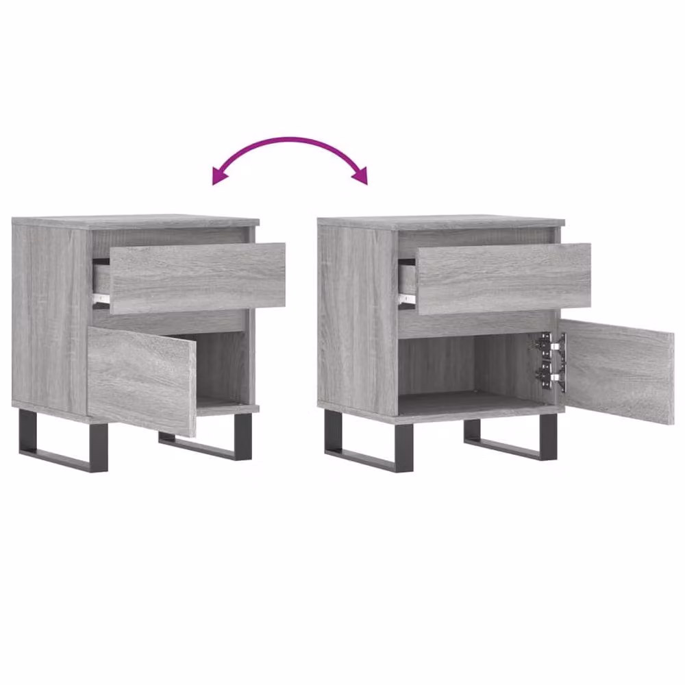 Berkfield Home Modern Bedside Cabinet in Grey Sonoma, W/D/H: 40 x 35 x 50 cm – 3