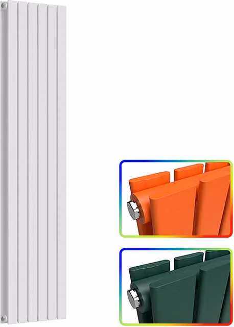 Lux Heat Flat Coloured Vertical Double Radiator in Custom Painted Little Greene, Multicolour, H: 160 cm x W: 42 cm