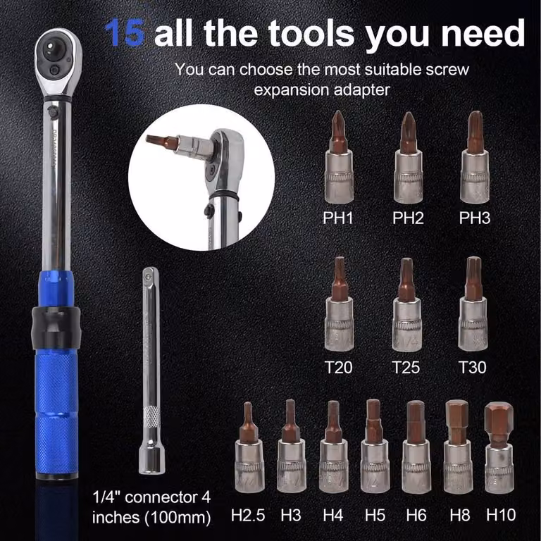 SPETLEK 1/4 inch Drive Calibrated Adjustable Reversible Torque Wrench in Blue