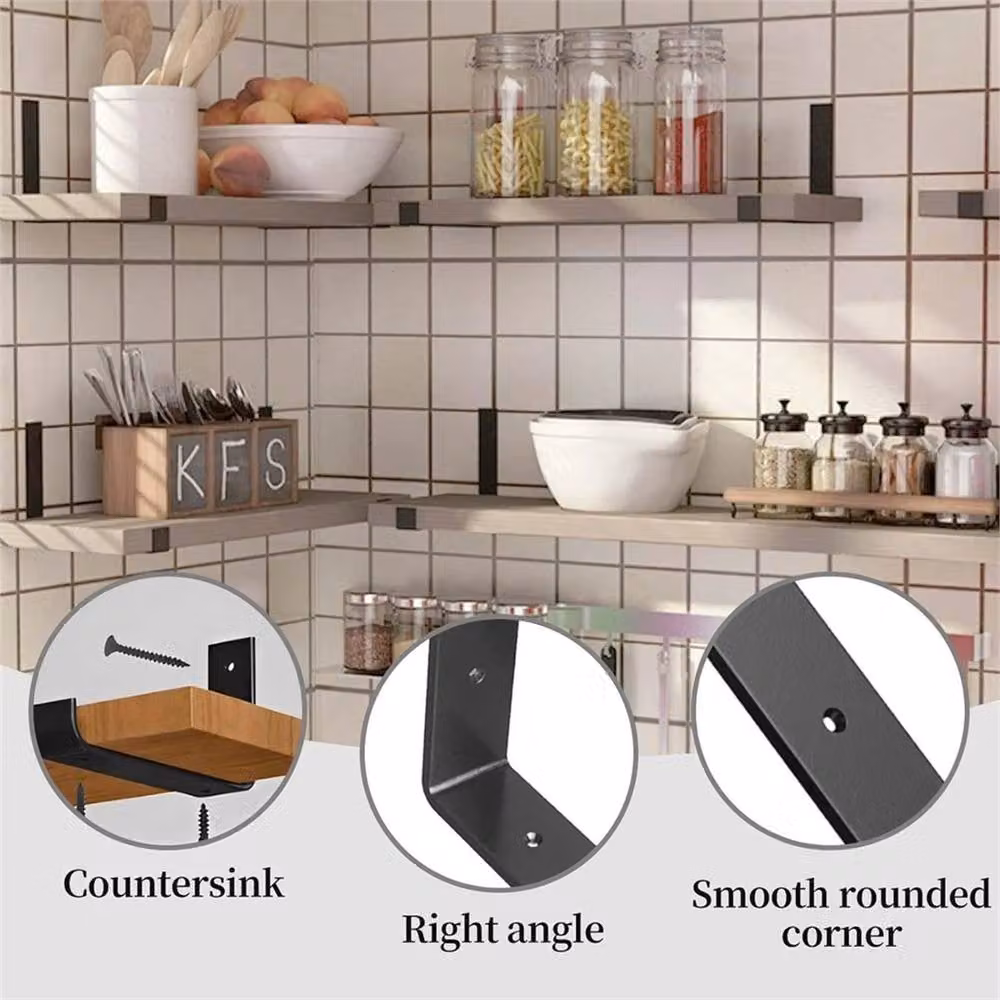 SPETLEK 8 Pack Heavy Duty Industrial Iron Wall Brackets in Matt Black – 3