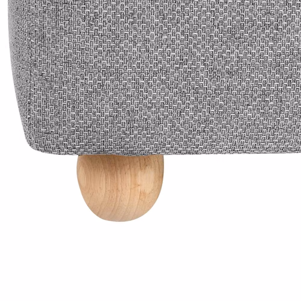 Wyld and Coco Mid-Century Grey Fabric Storage Pouffe with Pine Wood Frame – 7