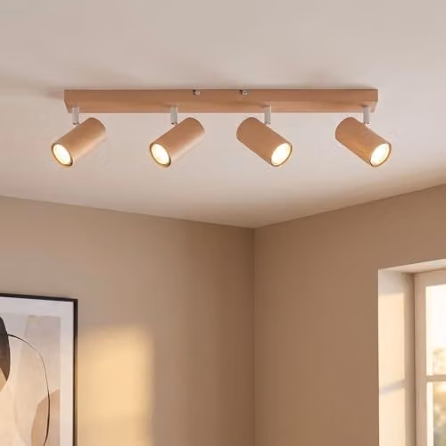 Globo Lighting Modern Adjustable Ceiling Spotlight Bar in Peach and White with 4x GU10 Sockets – 2