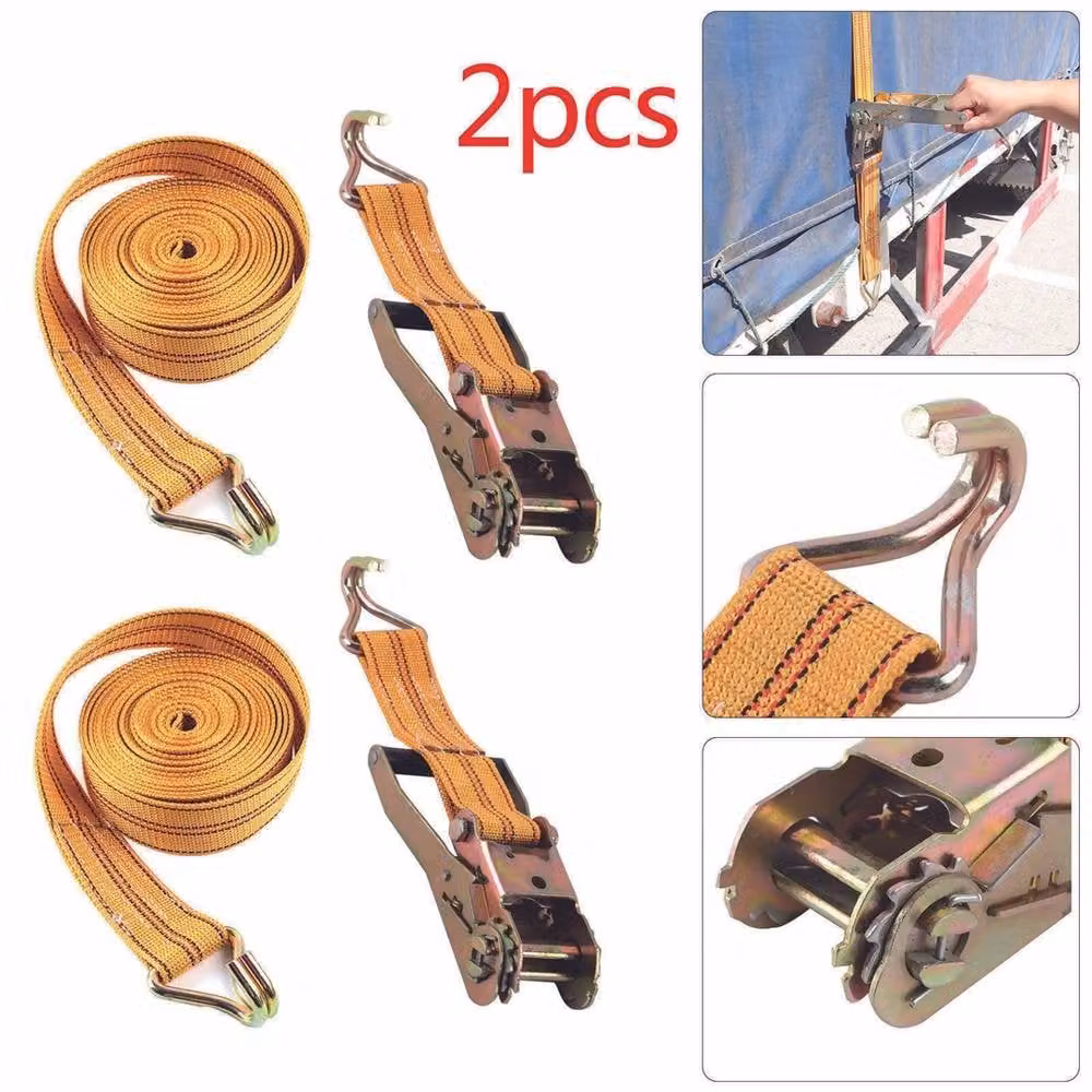 Nordara 2-Piece Yellow Ratchet Tie Down Straps with 2T Claw Lorry, 50mm x 6m – 3