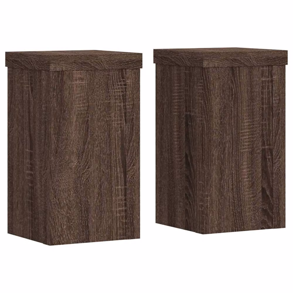 Berkfield Home Set of 2 Brown Oak Plant Stands, W/D/H: 10 x 10 x 18 cm – 3