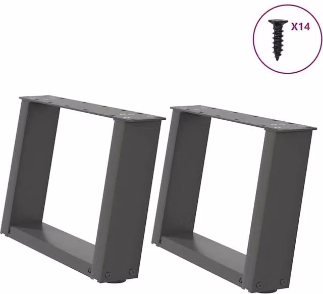 Berkfield Home U-Shaped Coffee Table Legs, 2 Piece Steel Set in Anthracite Black, W/H: 40 x 31 cm