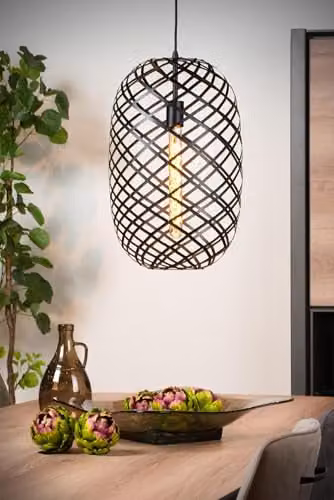Lucide Wolfram Black Metal Pendant Light, Diameter: 32 cm, Height: 180 cm, E27, Dimmable and Height Adjustable – 3