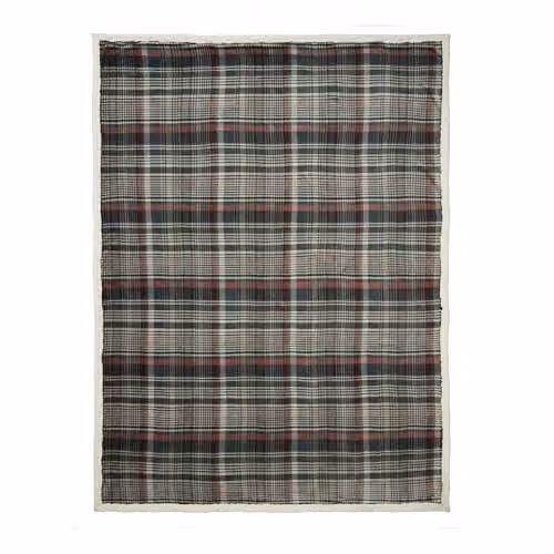 Dreams & Drapes Bennet Check Reversible Fleece and Sherpa Throw, Green, W: 150 cm, D: 200 cm – 2