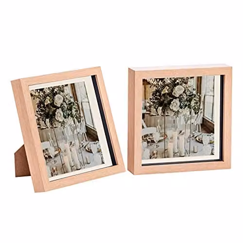 Nicola Spring 2 Piece Square 3D Shadow Box Photo Frame Set in White, Grey or Brown – 1