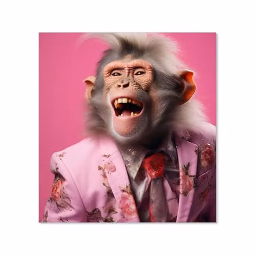 Pink Monkey Floral Toughened 6mm Glass Kitchen Splashback in Pink, W: 70 cm, H: 75 cm – 2