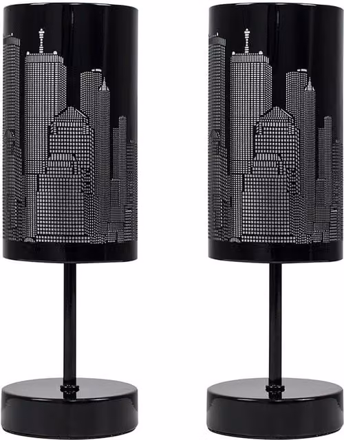 ValueLights New York Modern Touch Table Lamps, Set of 2, Black