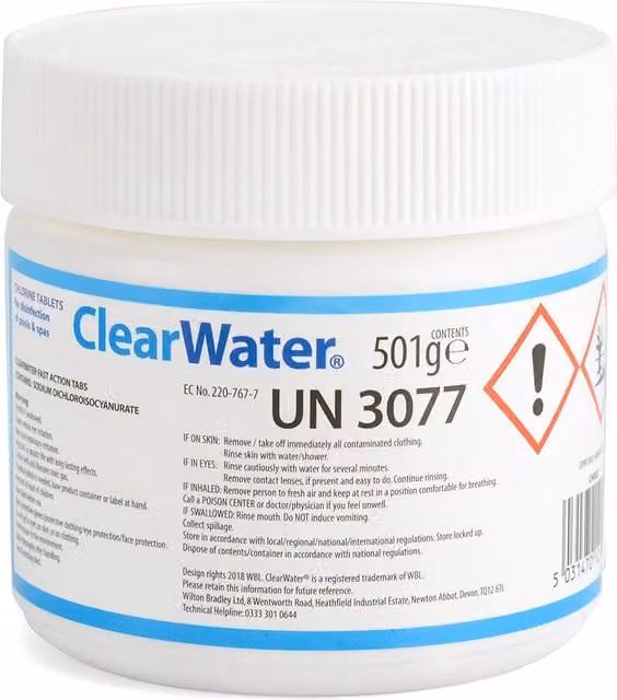 Clearwater CH0022 Fast Action Chlorine Tablets for Hot Tub and Pool Disinfection, 167 Tablets, White