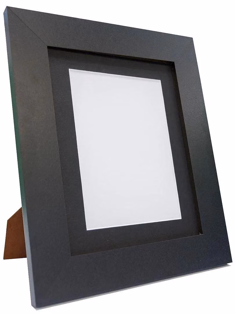 Frames & Mirrors 4U Metro Black Single Rectangular Picture Frame with Black Mount for A5 Images – 4