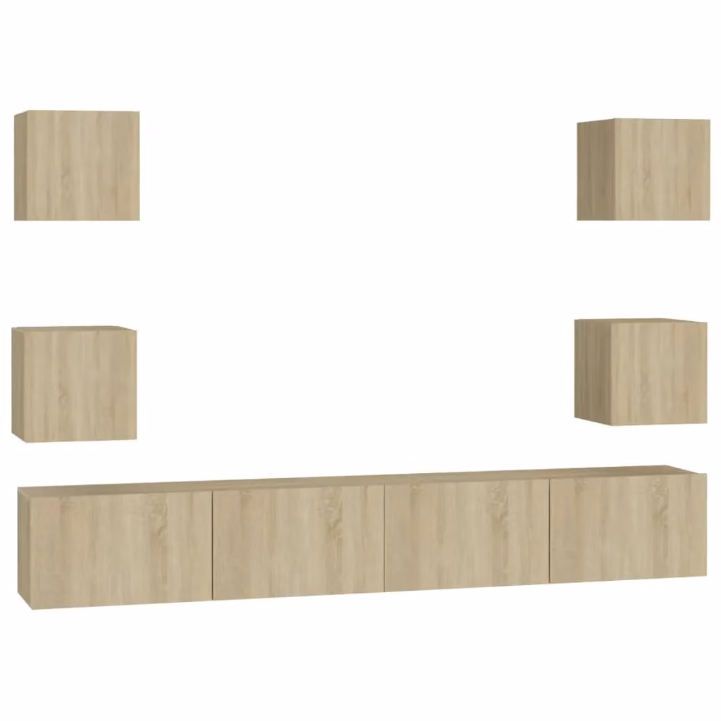 Berkfield Home 6 Piece Sonoma Oak TV Cabinet Set in Brown and Beige – 2