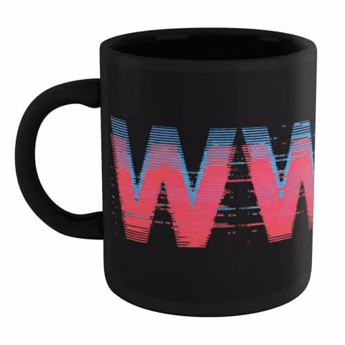 Zavvi Wonder Woman Retro Glitch Ceramic Mug in Black and Multicolour