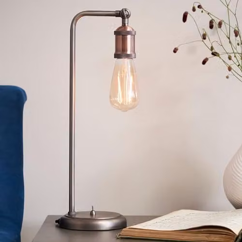 Endon Industrial Style Adjustable Copper and Silver Metal Tabletop Lamp – 2