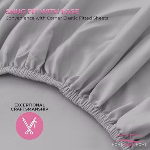 Home Sweet Home UK Silver Microfibre Fitted Bed Sheet, King Size, W/D/H: 180 x 200 x 25 cm – 3