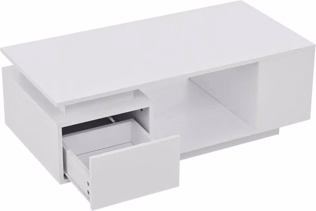 VOGREX Modern White High Gloss LED Coffee Table W: 120 cm, D: 60 cm, H: 6 cm – 1