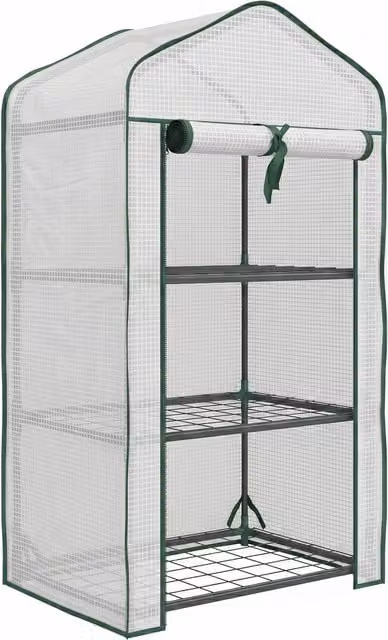 Outsunny Three-Tier Mini Freestanding Greenhouse in White – 1