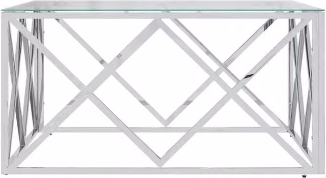 Berkfield Home Modern Square Coffee Table in Silver with Glass and Metal, W/D/H: 80 x 80 x 40 cm – 1