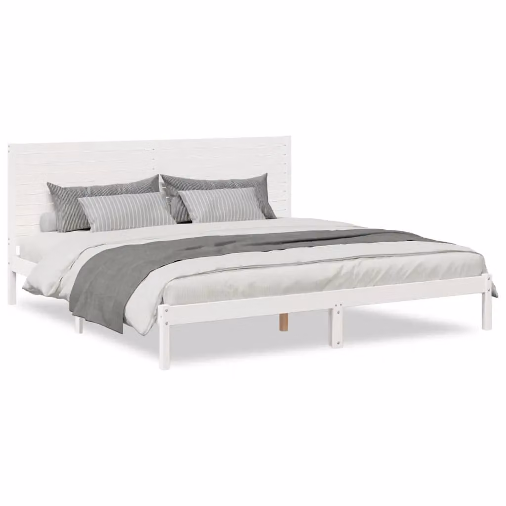 Berkfield Home Extra Long Solid Wood Bed Frame in White, W/D/H: 180 x 200 x 31 cm – 2