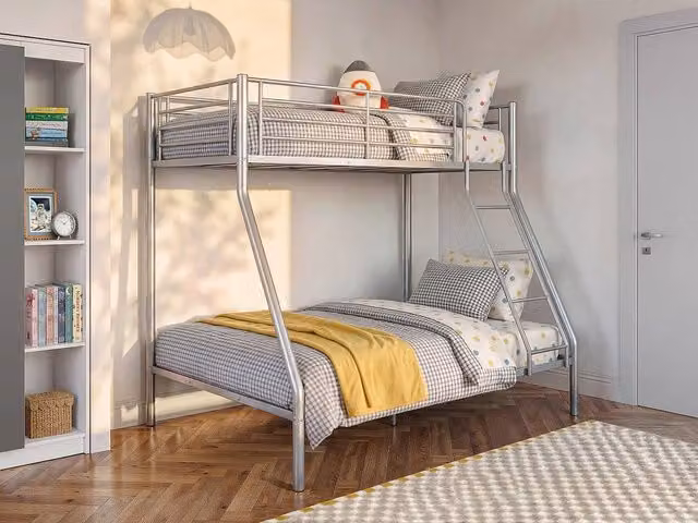 ELEVATIO Modern Metal Bunk Beds in Silver, W/D/H: 140 x 190 x 163 cm – 1
