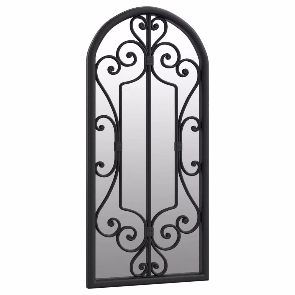 Berkfield Home Antique Rectangular Wall Mirror in Black Metal, W: 100 cm, H: 45 cm – 3