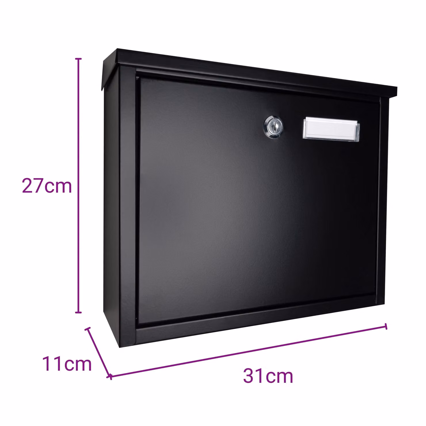 Black Wall Mounted Outdoor Letterbox with Cylinder Lock W/D/H: 31 x 27 x 11 cm – 4
