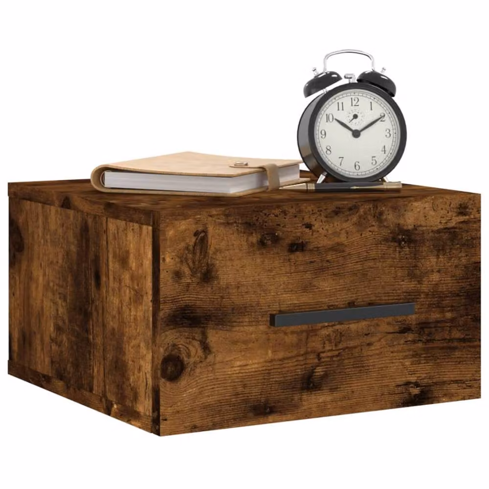 Berkfield Home Wall-mounted Bedside Cabinet in Smoked Oak Brown, W/D/H: 35 x 35 x 20 cm – 3