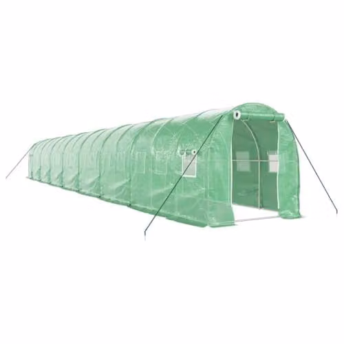 vidaXL Greenhouse with Steel Frame in Green, 32 m2, W/D/H: 16 x 2 x 2 m – 1