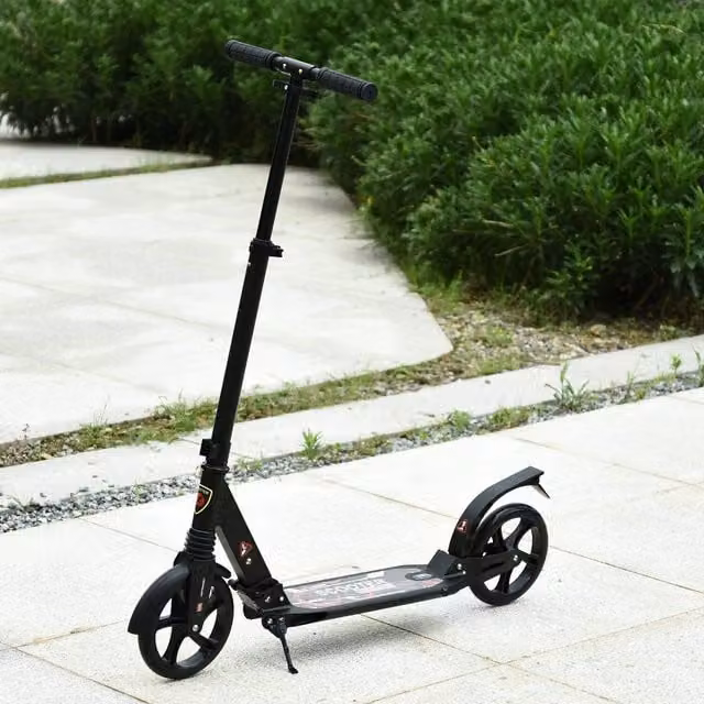 HOMCOM Foldable and Height-Adjustable Kick Scooter with Brake in Black
