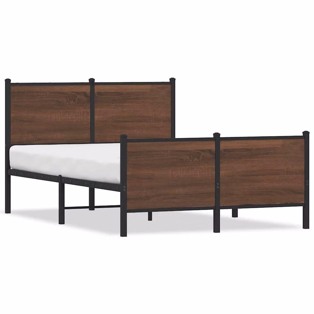 Berkfield Home Industrial Metal Bed Frame with Drawers in Brown Oak, W/D/H: 120 x 200 x 91.5 cm – 3