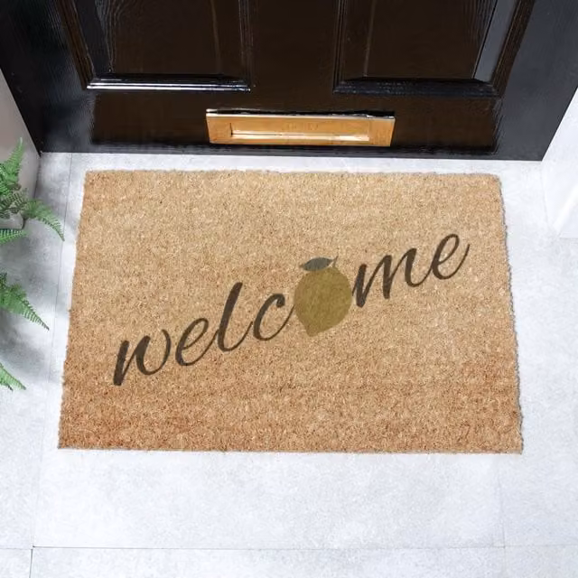 Artsy Mats Welcome Lemon Coir Doormat in Brown, W/D: 60 x 40 cm