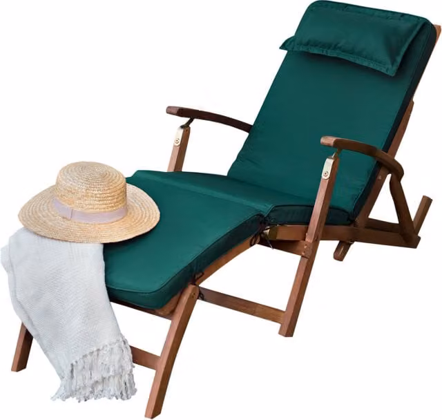 Gardenista Green Rectangular Outdoor Replacement Sun Lounger Cushion in Polyester