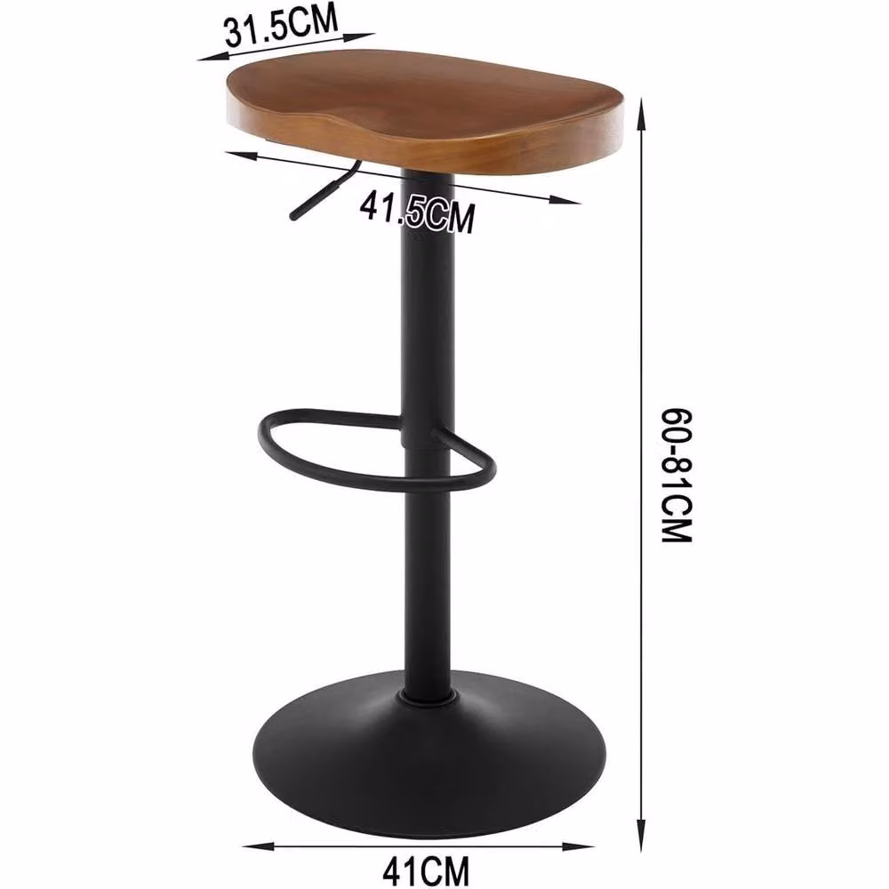 SPETLEK Brown Swivel Bar Stool with Gas Lift and Lacquered Wood Finish – 3
