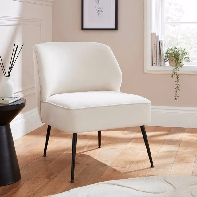 GFW Modern Upholstered Accent Chair with Metal Frame in Beige, Black or White