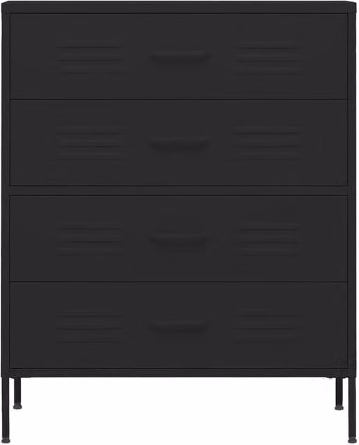 Berkfield Home Durable Metal Chest of Drawers in Black, W/D/H: 80 x 35 x 101.5 cm – 1
