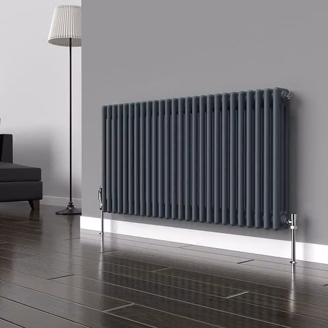 Lux Heat Horizontal 3 Column Steel Radiator in Slate Grey, H x W: 119 x 60 cm