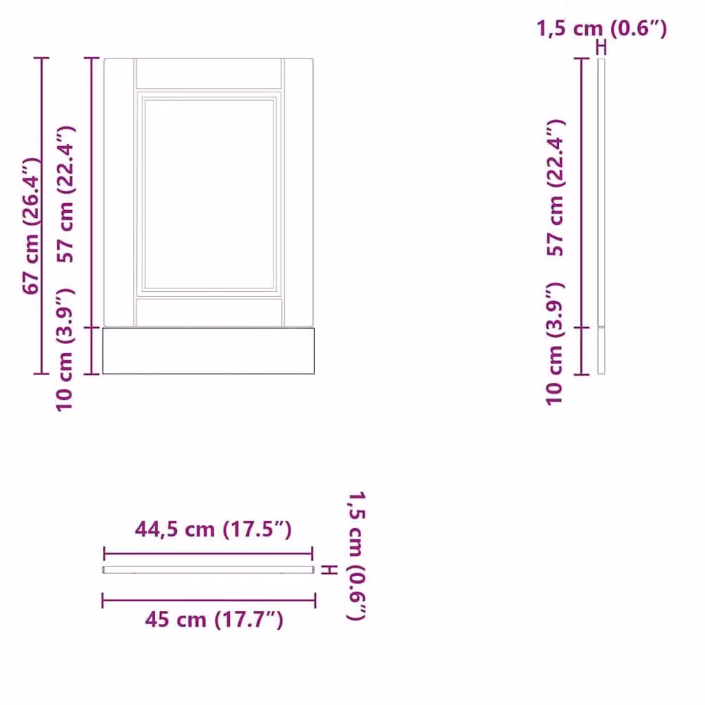 Berkfield Home Porto Artisan Oak Decorative Dishwasher Panel, Brown, W: 45 cm, H: 67 cm – 2