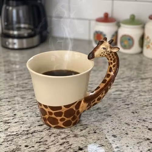 Handmade Ceramic Giraffe Design Mug in White and Multicolour by On Trade Winds – 4