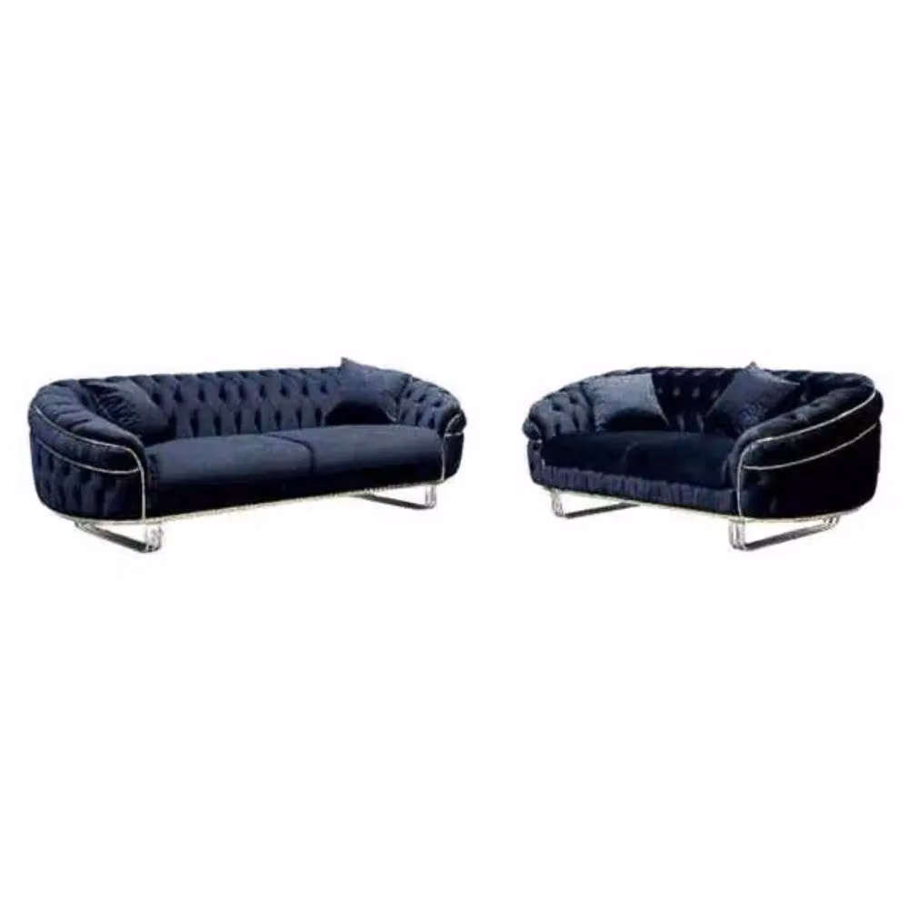 Sliding Wardrobes 4U Cammen 5 Piece Plush Velvet Chesterfield Sofa Set in Navy – 2