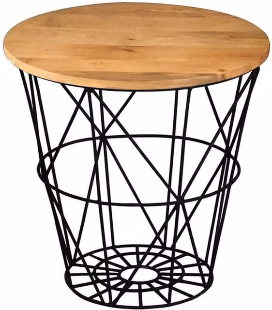 Jaipur Furniture Ltd Ravi Side Table with Mango Wood Top and Iron Base in Brown and Black, W/D/H: 50 x 50 x 50 cm