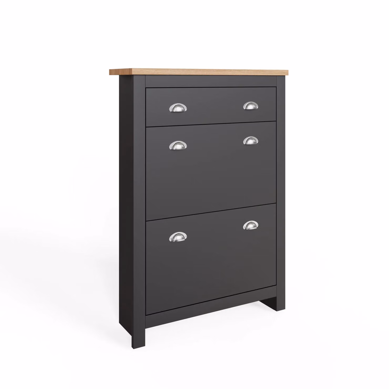 GFW Lancaster Modern Black 2 Door 1 Drawer Shoe Cabinet – 2