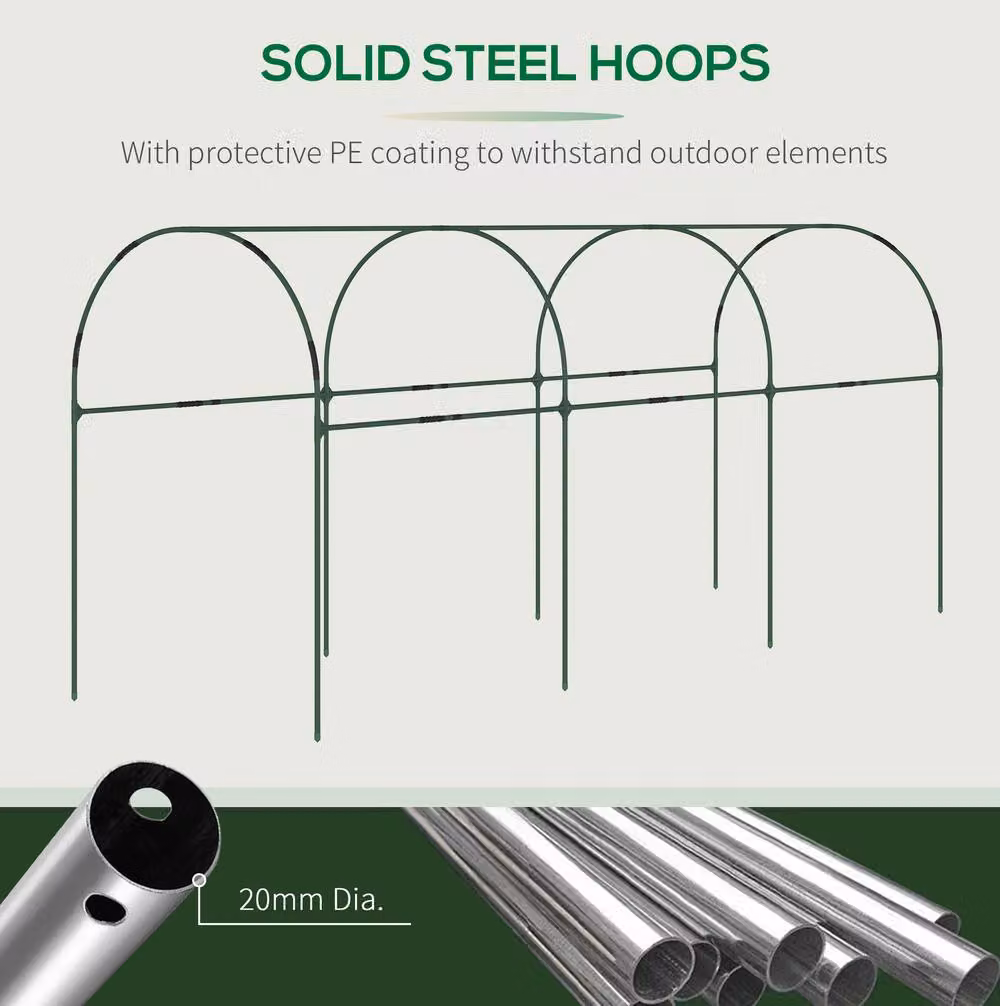 STILVORA Tunnel Greenhouse with Steel Frame and Transparent Plastic Cover, W/D/H: 400 x 123 x 171 cm – 4