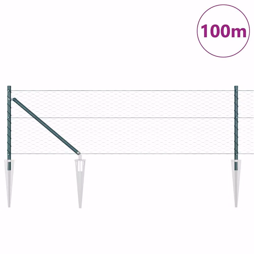 Berkfield Home Green Steel Hexagon Fence, W: 0.6 m x L: 100 m – 2